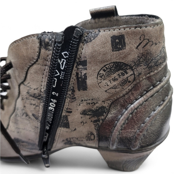 Remonte Servia Script Print Ankle Boots Gray Steampunk Womens Size 6 - Picture 10 of 17